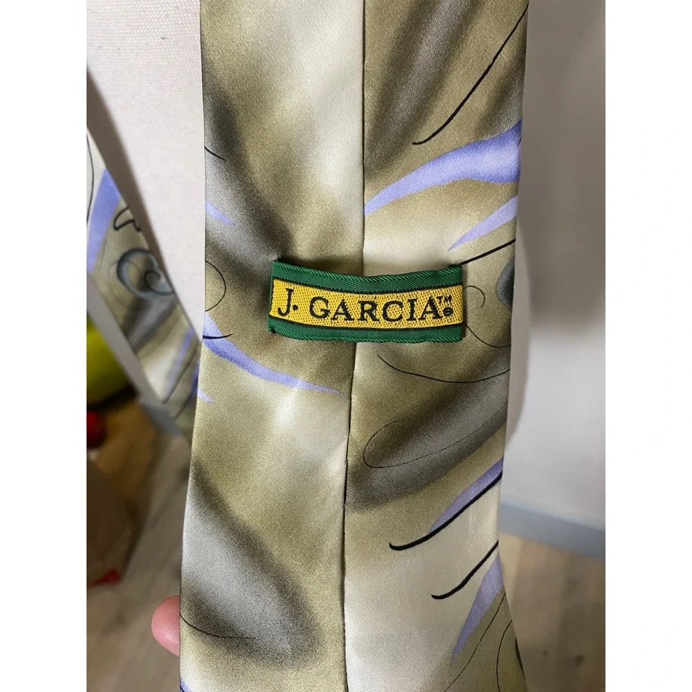 Vintage J Garcia Silk Tie Banyan Trees Collection Fourteen Sage Green Lavender